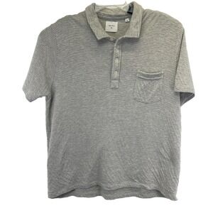Billy Reid Mens Sz XXL Grey Striped Pocket golf Polo Shirt (W25) EUC
